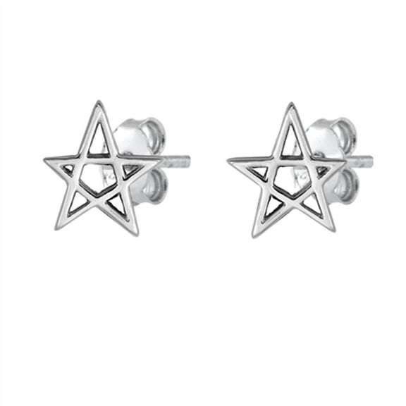 Sterling Silver 5 Point Star Minimalist Pentagram Stud Earrings 925 New Jewelry Female Unisex