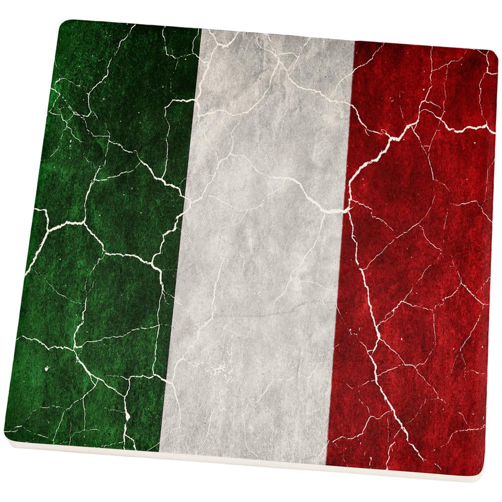 Distressed Italian Flag Set of 4 Square Sandstone Coasters
