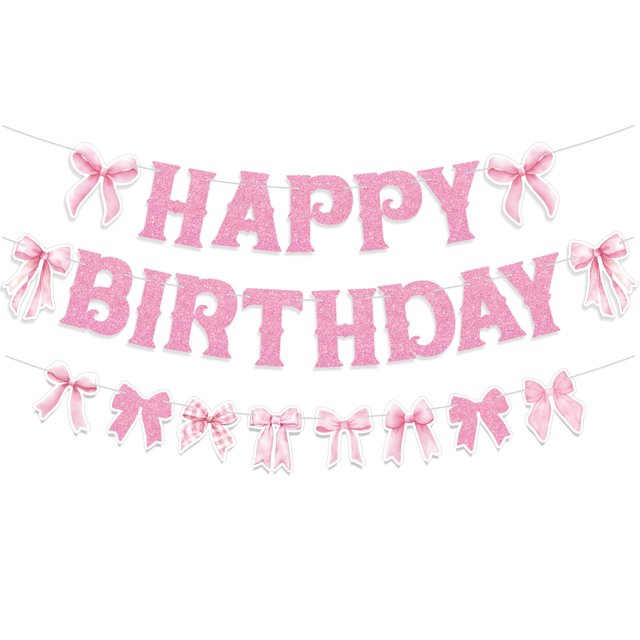 Banner Neyeidru para decoración de cumpleaños con lazo rosa para niñas