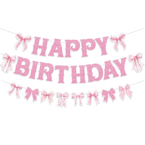 Banner Neyeidru para decoración de cumpleaños con lazo rosa para niñas
