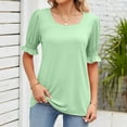 thumbnail image 6 of Mint Green L WIZUTIZ Womens Blouse up to 65% Off Plain Basic Fluffy Loose Fit Shirts Solid Work Out Crew Neck Tops Lightweight Ladies Tshirt Pure Colour Cotton Blend Tee Oversize Short Sleeve T-shirt, 6 of 6