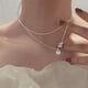 thumbnail image 5 of Collar de piedra lunar Love, piedra preciosa degradada dulce, cadena de clavícula en forma de corazón de melocotón, cadena de doble capa, cadena de hueso de serpiente con forma de corazón, 5 of 5