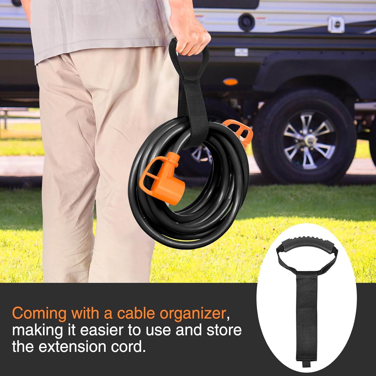 Nilight 50 ft Heavy Duty RV/EV Extension Cord Waterproof with Grip Handle, 4 Prong, NEMA 14-50P to 14-50R