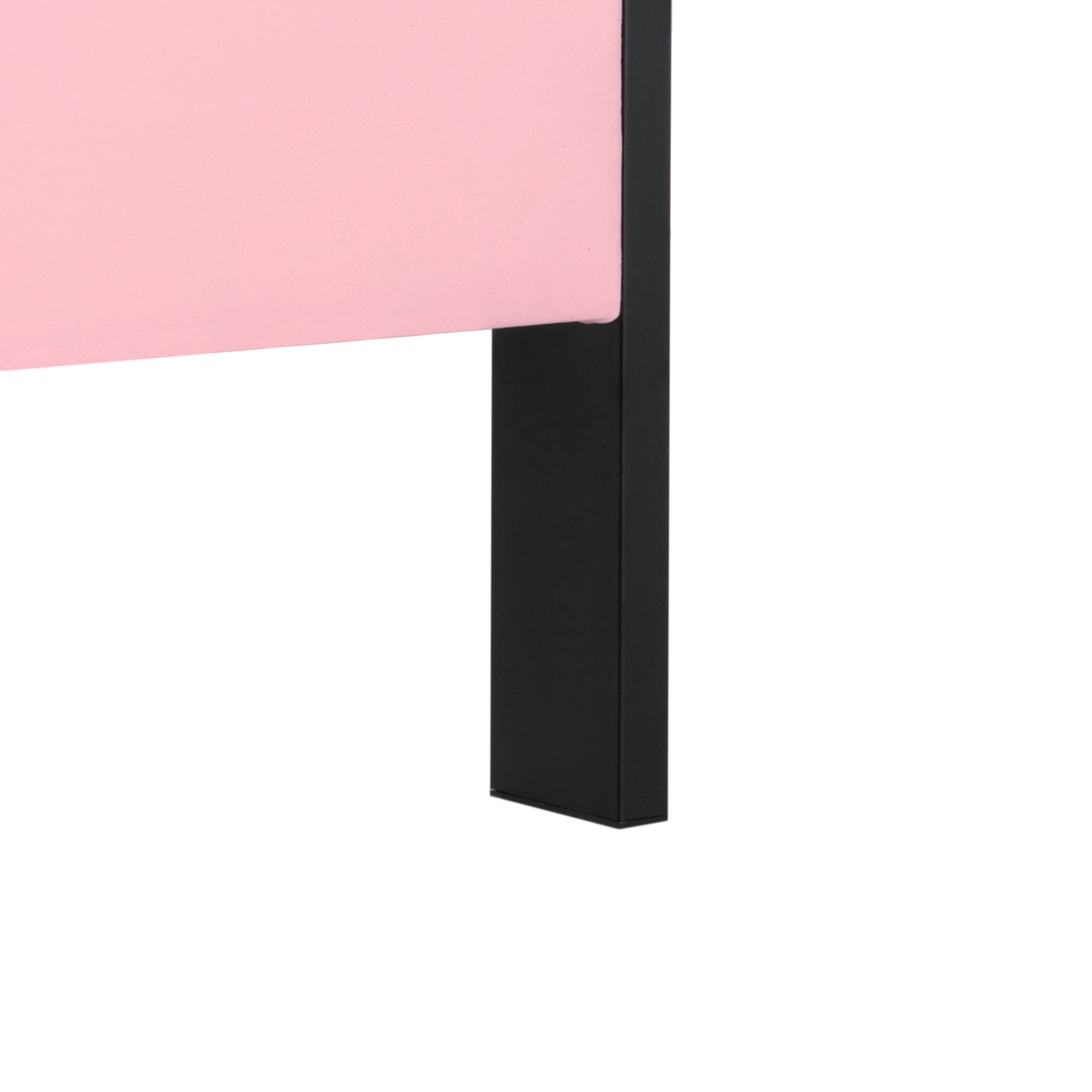 Gewnee Queen Size Bed Frame,Velvet Platform Bed with Upholstered Button Headboard,Modern Bedroom Furniture with Wood Support,No Box Spring Needed,Pink
