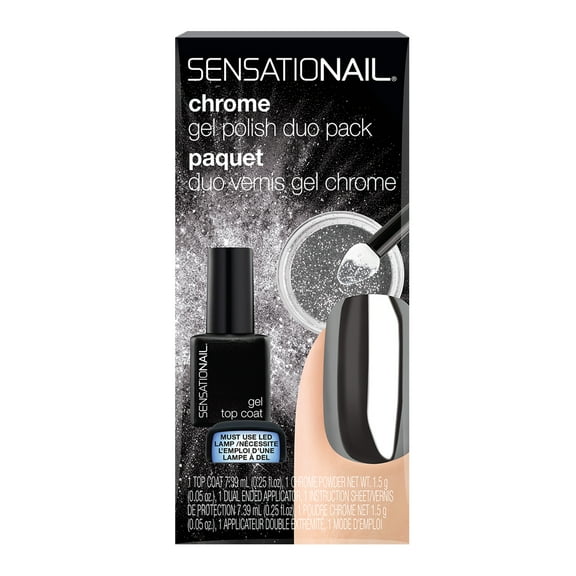 SensatioNail Chrome Powder & Top Coat, Silver, 0.25 fl oz