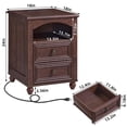 thumbnail image 4 of Leyaoyao Night Stand Set of 2 with Charger Station, Rustic Wood Night Stand with Storage Shelves, Farmhouse Bedside Table for Living Room, Walnut, 4 of 8