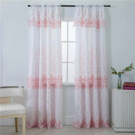 RT Designers Collection PNB189103 Bristol Damask Embroidered Rod Pocket Single Curtain Panel in Blush - 54 x 90 in.