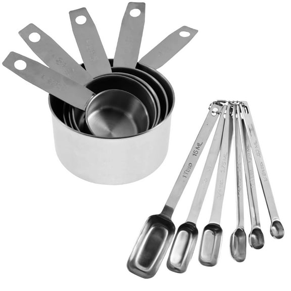 11 Pack Stainless Steel Measuring Cups & Spoons Set for Cooking and Baking, Nesting Measuring Cups Measuring Spoons for Measuring Dry or Liquid Ingredients,Kitchen Gadgets