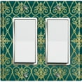 thumbnail image 1 of Metal Light Switch Plate Cover Elegant Yellow Iron Gate Damask Green DAM094, 1 of 13