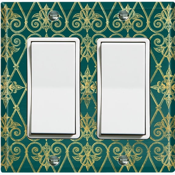 Metal Light Switch Plate Cover Elegant Yellow Iron Gate Damask Green DAM094