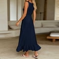 thumbnail image 5 of Aimik Women's Sleeveless V-Neck Ruffle Hem Midi Dress Asymmetrical High Low Romantic Summer Beach Dress, 5 of 5