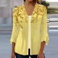 thumbnail image 2 of WXLWZYWL Womens Summer Tops Women Summer 3/4 Sleeve Cardigan Solid Color Casual Blouse Tops Yellow, 2 of 5