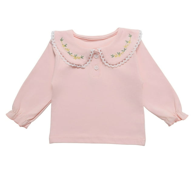 Birdeem Chandail de Base pour Enfants, Col Rond, T-Shirt Brossé pour Filles, Manches Longues, Chemisiers à Col Rond, Robe-Chemise Longue, Robe à Manches Longues