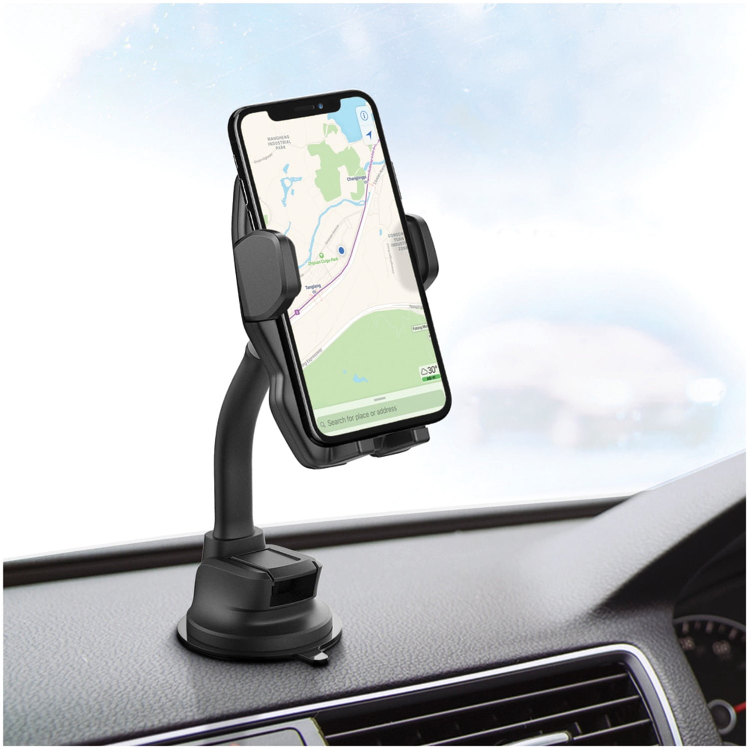 Mpow M4.0-Triple Sided Grip Dashboard and Windshield Phone Mount, Universal Phone Car Mount, iPhone, Galaxy, Android Compatible