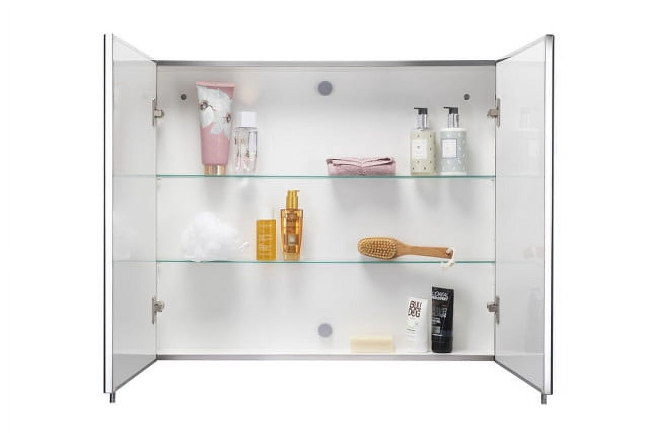 Croydex Finchley Large Double Door Stainless Steel Medicine Cabinet with Mirror (31.5x26in)