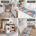 thumbnail image 5 of Pink and Blue Triangular Floral Boho Pattern Kitchen Rugs Sets Of 3,Kitchen Runner Rugs Non Skid Washable,Decorative Kitchen Floor Mats for Kitchen,Sink,Laundry,17"x30"+ 17"x47" + 17"x59", 5 of 6