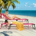 thumbnail image 4 of GVN Chaise Lounge Outdoor, Lounge Chair Outdoor,Beach Chaise Lounge Chair with Face Hole and Removable Pillow-Hot Pink, 4 of 8