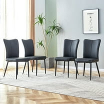 TesNus Dining Chairs Set of 4, Black PU Leather High Back Upholstered Side Chairs with Metal Legs for Kitchen and Dining Room
