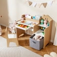 thumbnail image 4 of Gymax Kids Desk & Chair Set w/ Open Shelves Drawer & Fabric Storage Bin, 4 of 10