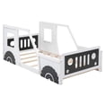 thumbnail image 4 of Yoneston Kids Twin Size Car-Shaped Platform Bed with Wheels, Classic Wood Car Bed Frame with Door and Window, White, 4 of 13