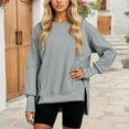 thumbnail image 2 of FYEGRE Womens Oversized Reverse Seam Sweatshirt Casual Long Sleeve Pullover Tops Lightweight Loose Crewneck Sweatshirts Light Gray XL, 2 of 2