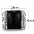 thumbnail image 2 of Luxe Jewelry Designs Stainless Steel Women's Ring with Black Jet Synthetic Glass Stone - Size 9, 2 of 4
