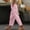 Pink, variant on Women's Lace Trim Cotton Linen Jogger Pants, Elastic Drawstring Waist for Daily Wear