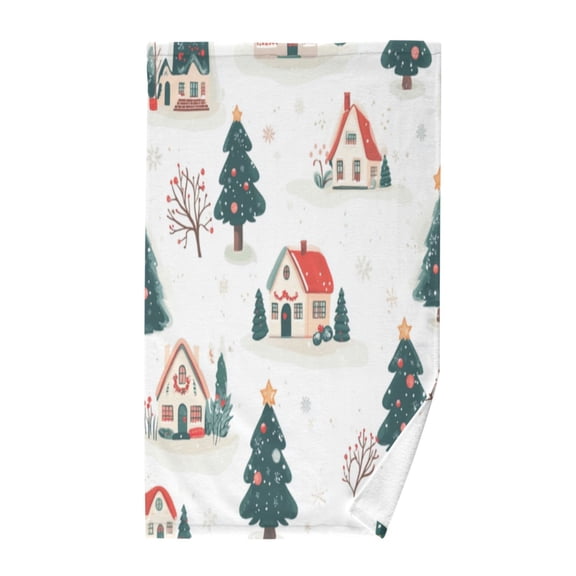 Pure Cotton Face Towel 16x28 Inches Hand Towel Bath Towel Hand Bath Towels Soft Good Water Absorption for Washing Face Wiping Face Cartoon Cute Christmas House
