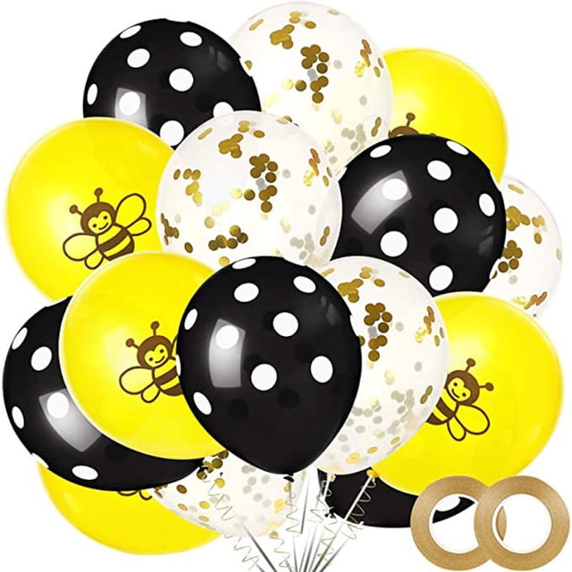 Kit de globos de fiesta de látex negro con estampado de puntos, 60 unidades