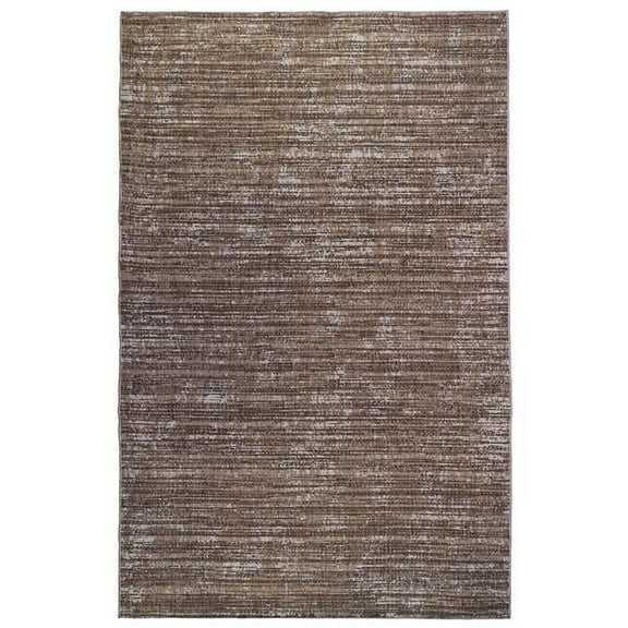 6 x 9 ft. Brown & Ivory Striped Stain Resistant Indoor & Outdoor Rectangle Area Rug