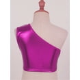 thumbnail image 4 of Sinleey Kids Girls Shiny Metallic Crop Tank Top and Boy Shorts Set Stage Performance Dancewear Rose 130, 4 of 6