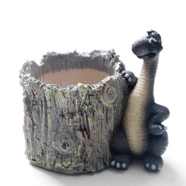 Maceta de resina con forma de dinosaurio con orificio de drenaje para plantas suculentas, maceteros de animales, oficina en casa, interior y exterior