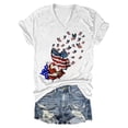 thumbnail image 4 of Dyfzdhu 250th Anniversary Usa Shirt T Shirts For Women Fashion American Flag Patriotic Heart 4th Of July Tops USA And Stripes V Neck Tee T Shirt, 4 of 4