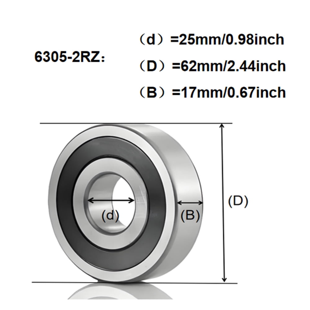 CKU Deep Groove Ball Bearings 6305-2RS Double 2RS Rubber Sealed Pre-Lubricated Chrome Steel 10-Pack 25x62x17mm