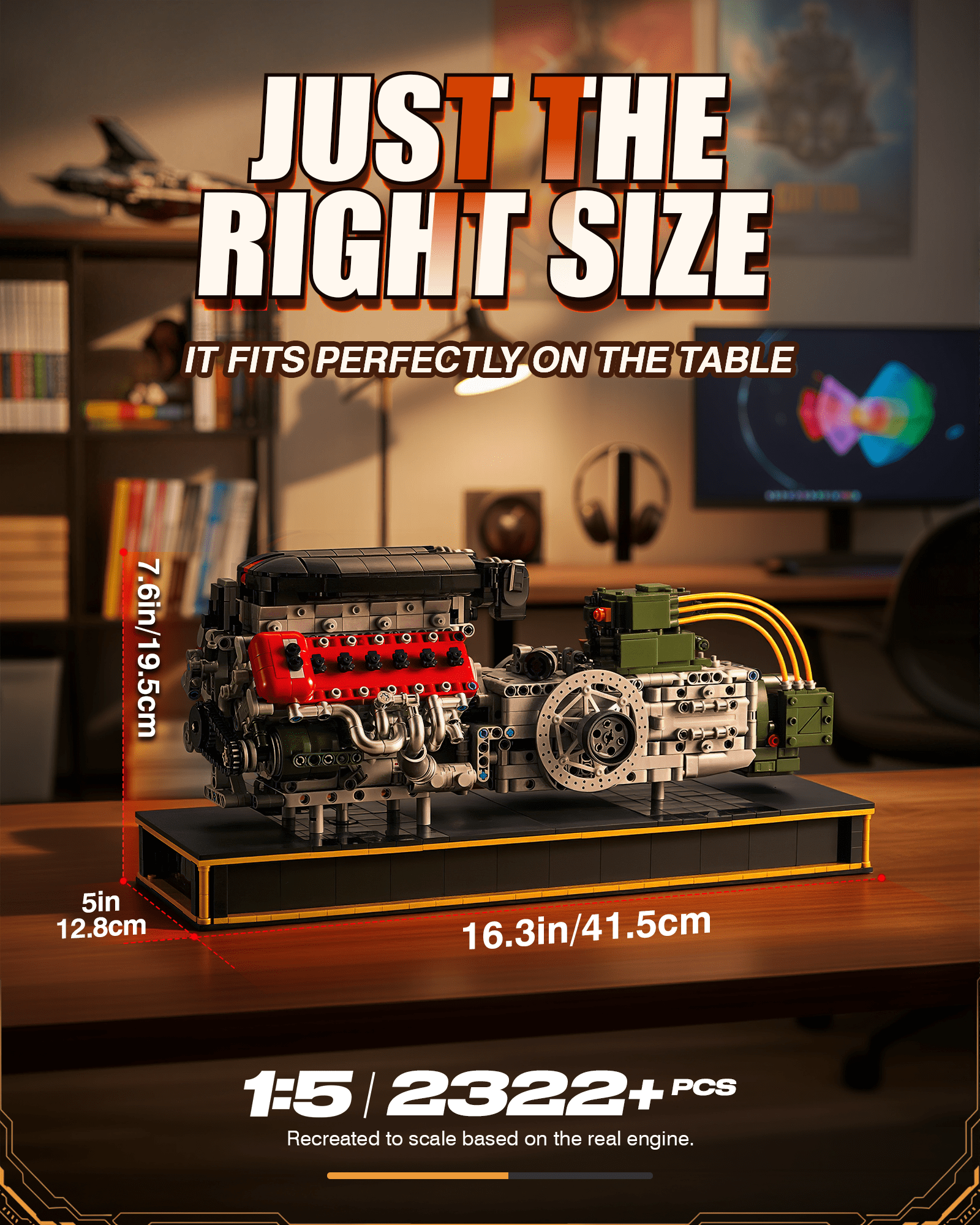Joycrown V12 Engine Kits That Runs, Build Your Own V12 Engine Building Set with Motor and Battery, STEM Physical Science Educational Toy for Adults Kids Age 14+ (2322PCS)