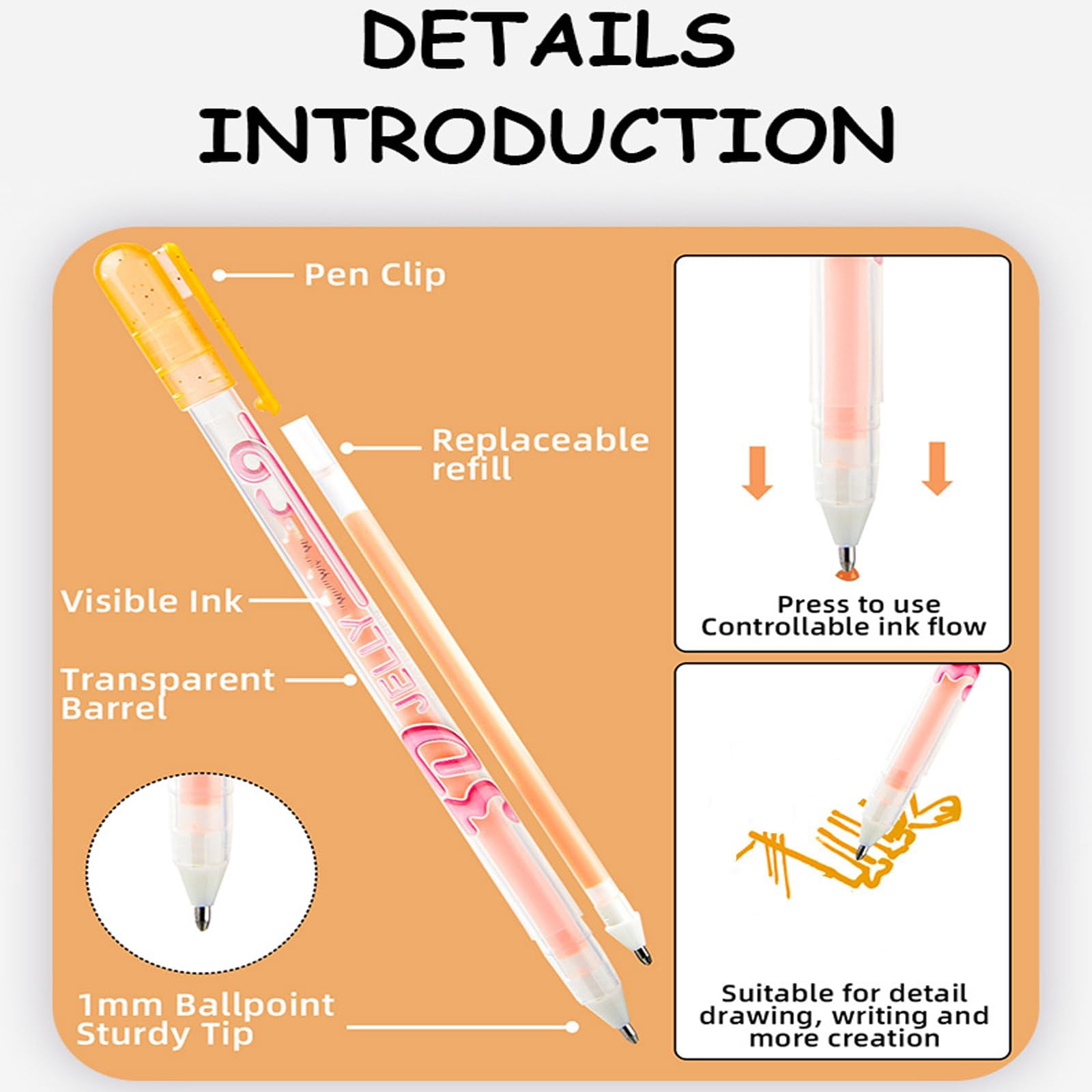 2026 New 3D Jelly Pens, Jelly Roll Glaze 3D Glossy Ink Pens, Colorful Pen Highlighters Markers for Adult Coloring, Nail DIY, Glossy Glaze Pen Smooth for Glass Plastic and More