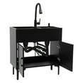 thumbnail image 2 of Laundry Sink with Cabinet & Pull-Out Faucet, Kitchen Sink Cabinet with Draining Basket, Stainless Steel Double Bowl Utility Sinks, Wash Station Tub for Kitchen, Laundry Room (Black), 2 of 7