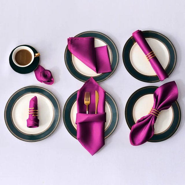 6pcs 12"x12" Resuable Napkins Satin Polyester Napkin Handkerchief Cloth Diner Banquet Wedding Party Home Christmas Decorations
