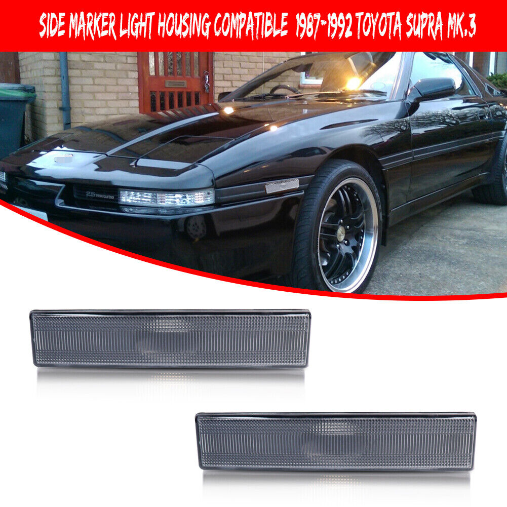 JDM Clear Front Bumper Side Marker Lights Pair For Toyota Supra Mk4 IV 1993-1996 – DEPO, Chrome/Clear, Bulbs Included