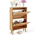 thumbnail image 1 of VEVOR Shoe Cabinet with 2 Flip Drawers, Shoe Storage Cabinet for Entryway, Free Standing Shoe Storage Organizer with Rattan Doors for Heels, Boots, Slippers in Hallway, Living Room, 1 of 9