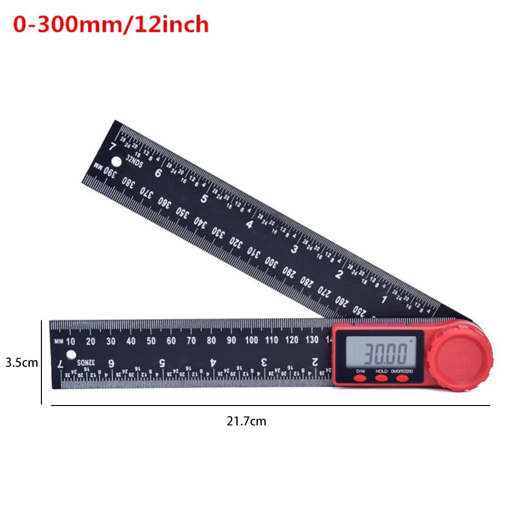 0-300mm Stainless Steel Angle Finder LCD Goniometer Digital Ruler Protractor Ruler Battery Powered for Length Measuring Angle Measuring 