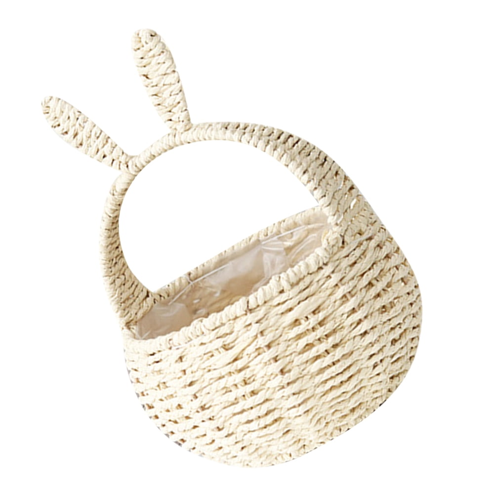 SEWCHICS Adorable Bunny Flower Basket Beige 1Set Perfect For Easter Egg Collecting
