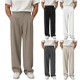thumbnail image 5 of Purcolt Palazzo Pants for Men Lightweight Casual High Waist Straight Leg Dress Pants Comfort Loose Fit Golf Trousers for Business Work Office, 5 of 5