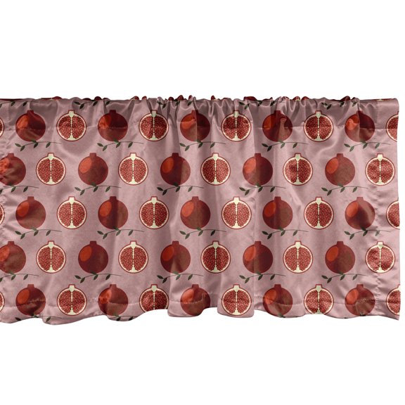 Ambesonne Pomegranate Valance Pack of 2, Juicy Healthy Fruits, 54"X12", Blush and Vermilion