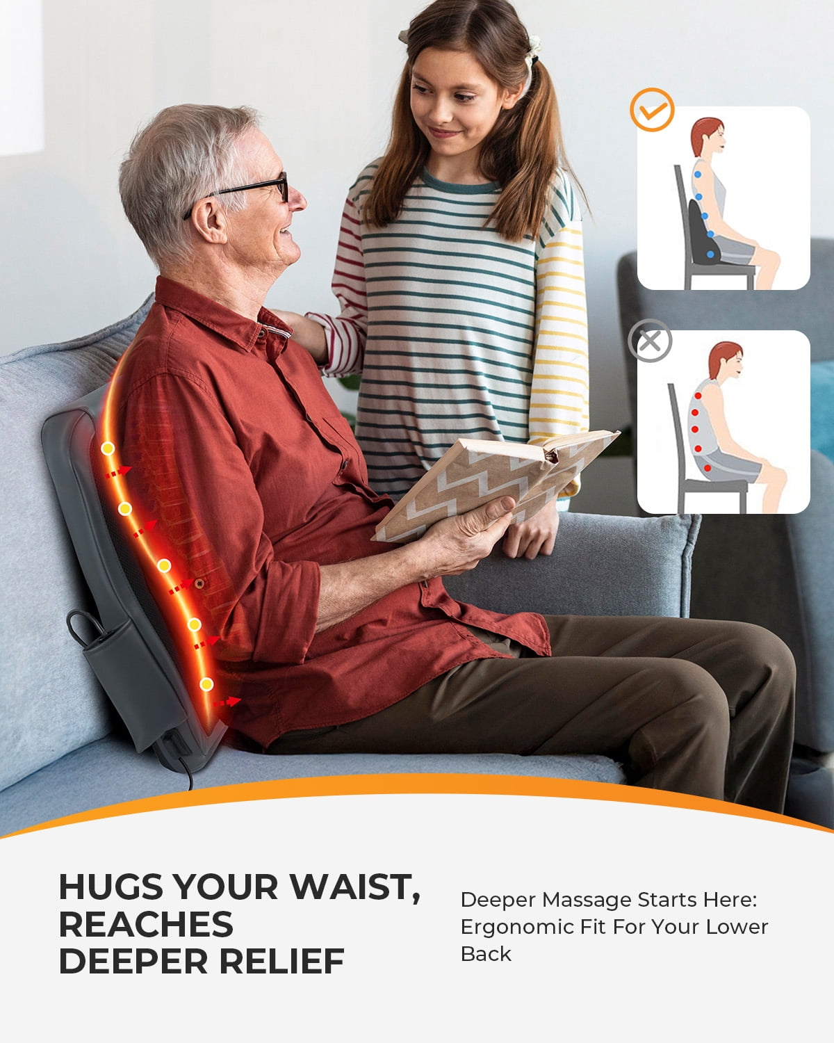 CooCoCo Shiatsu Neck & Back Massager with Heat, 4D Lower Back Massaging Pillow for Shoulders, Legs Pain Relief Deep Tissue, Gift for Women Men