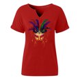 thumbnail image 5 of Craaazy Mardi Gras Shirts for Women Short Sleeve Casual Carnival Printed V-neck T-shirts Gifts, 5 of 6