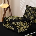 thumbnail image 6 of Homewish Black Gold Skull Damask Zipper Queen Comforter Set with Fitted Sheet and 2 Pillowcases,Happy Halloween Zipper Bedding Set,Black Reversible,4pcs, 6 of 8