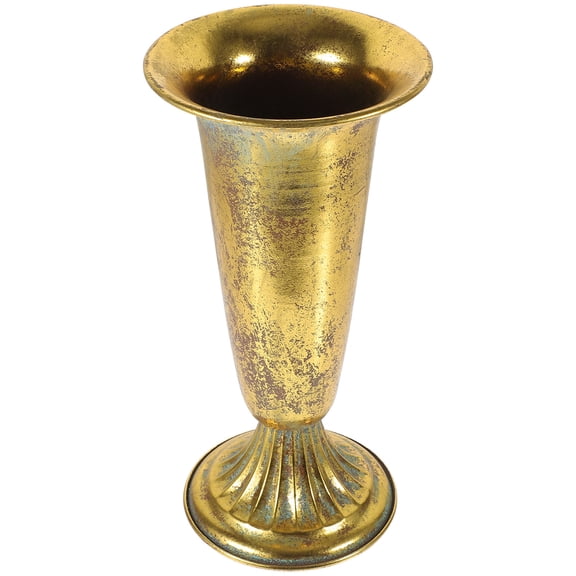 OUNONA  Iron Urn Planter Metal Vase Rustic Retro Vintage Office Golden