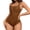 Brown, variant on Women's Seamless Smoothing Rib Square Neck Bodysuit, Sizes XS-XXL
