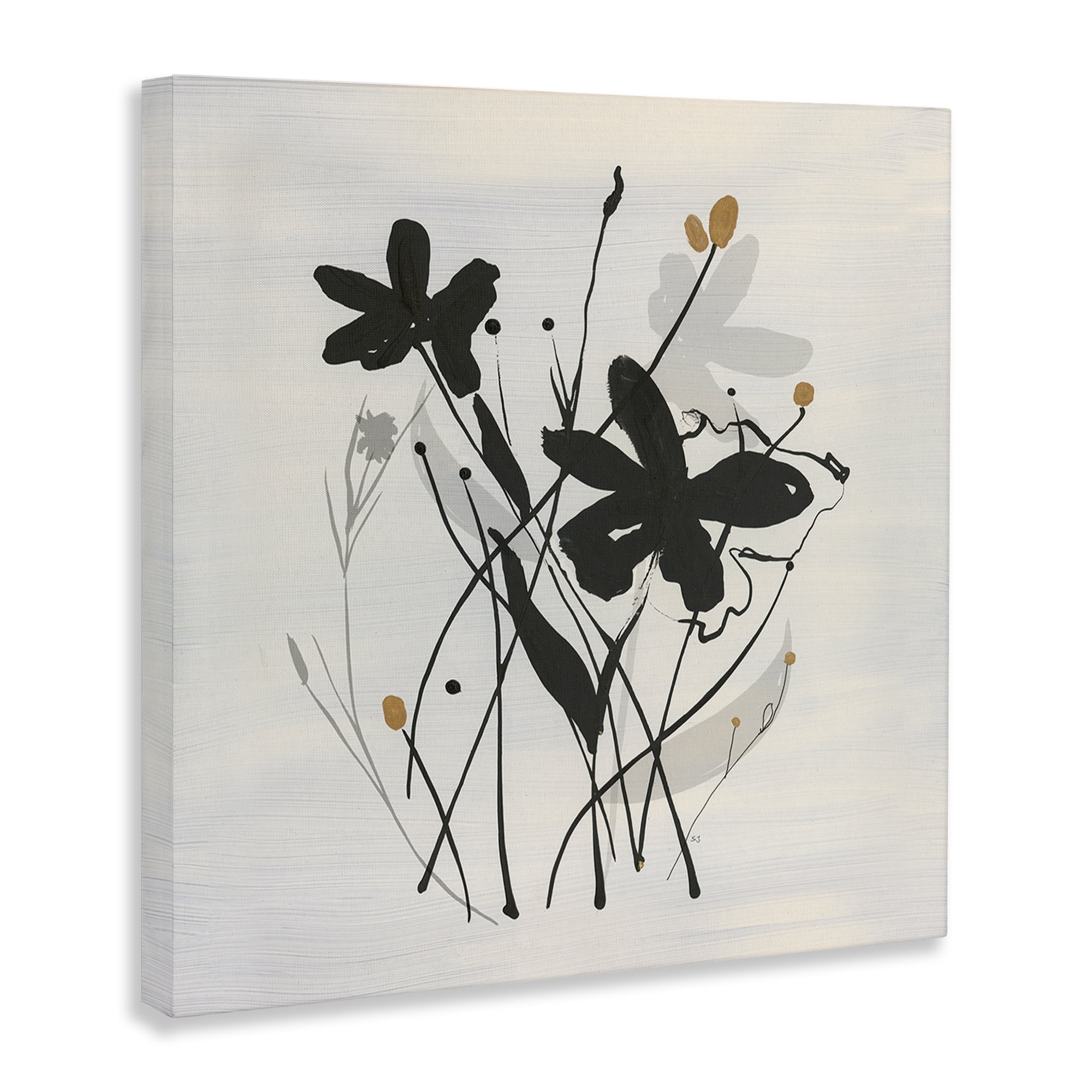 Stupell Industries Abstract Flower Squiggles Plants & Flowers Painting Wrapped Canvas Art Print Wall Art, 30 x 30